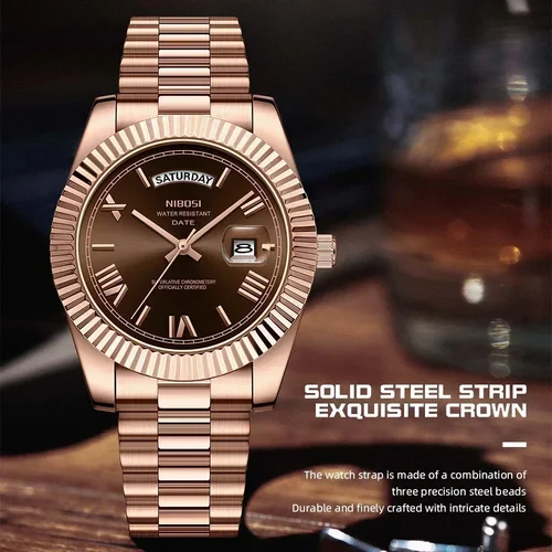 Reloj NIBOSI a la moda para Hombre, Reloj de cuarzo Miyota con fecha y día para Hombre, Reloj de pulsera de lujo de marca superior, relojes masculinos de acero resistentes al agua, Reloj para Hombre