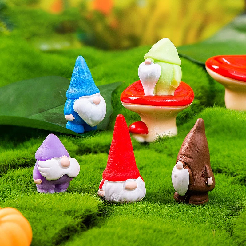 Mini nani di pasqua Figurine gnomo bambola fungo Micro paesaggio casa delle bambole modello auto interni ornamento decorazione del Desktop di casa