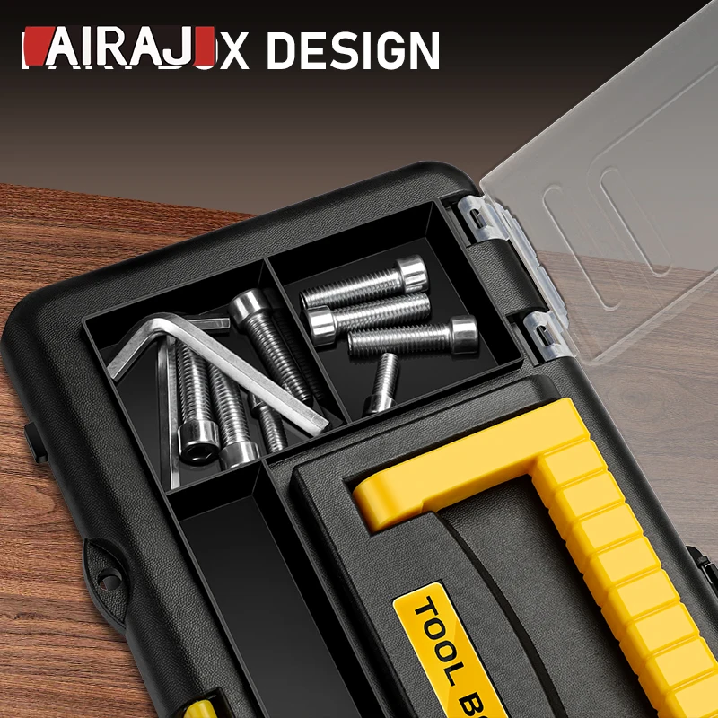 AIRAJ 12Inch Tool Box Hard Case Garage Organizer Complete Toolkit Boxes Feed Pipe Scissors Mechanics Electrician Storage Tools