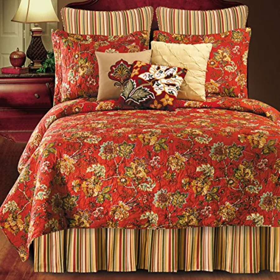 

Покрывало-юбка для кровати размера Queen Florentine Stripes, разноцветное