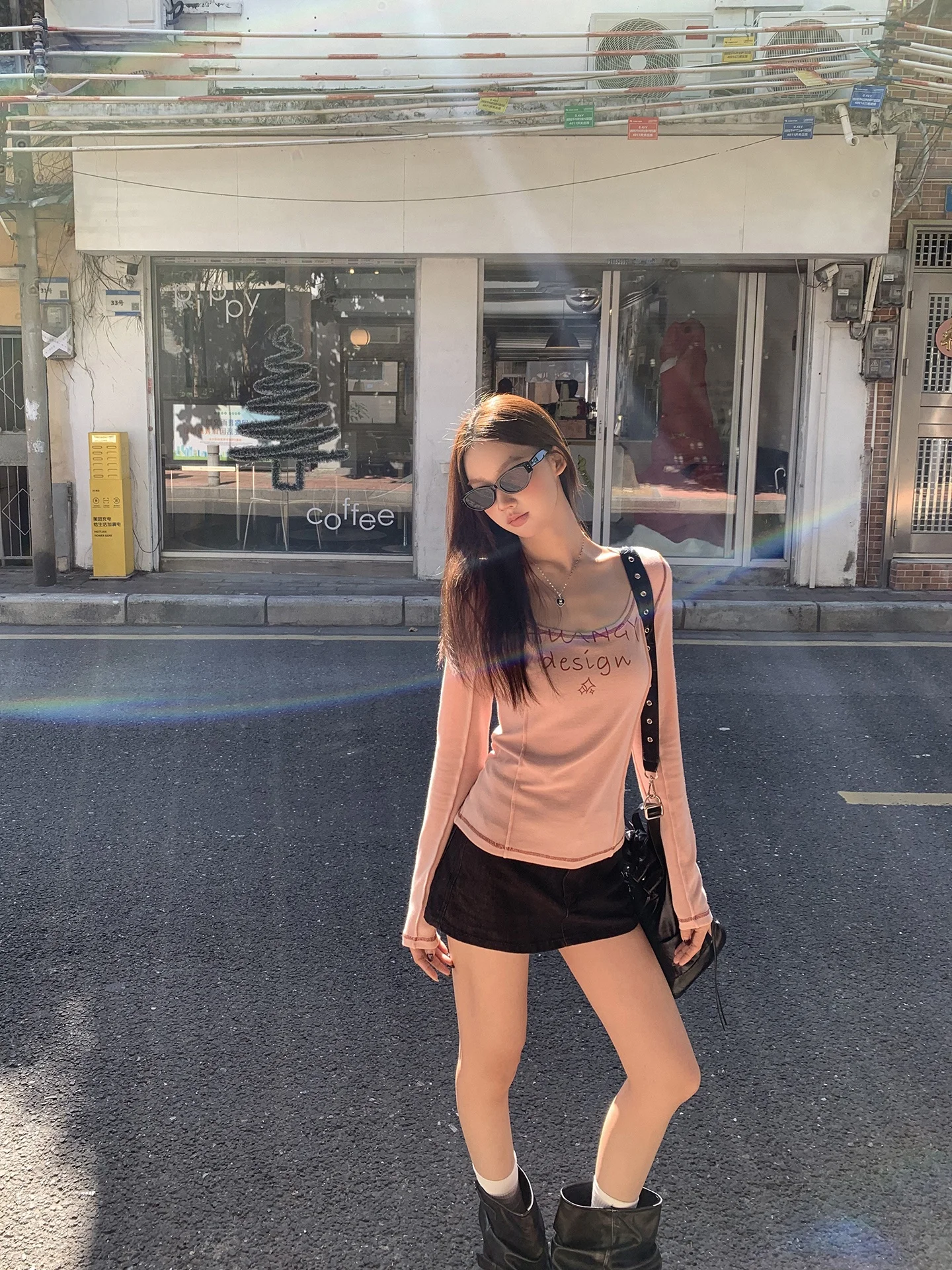 Slim Fit Long Sve T-Shirt Damen Inner Wear Base Irt Pink Taillen-Cinching Wunderschön gestaltetes U-Ne-Top aus Baumwollmischung