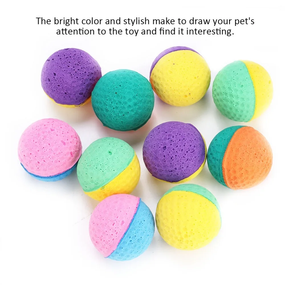 10pcs / set Playful Colorful Cat Play Toy Balls Latex Balls in Random Colors Kitten Toy Balls Pet Cat Toys for Pets