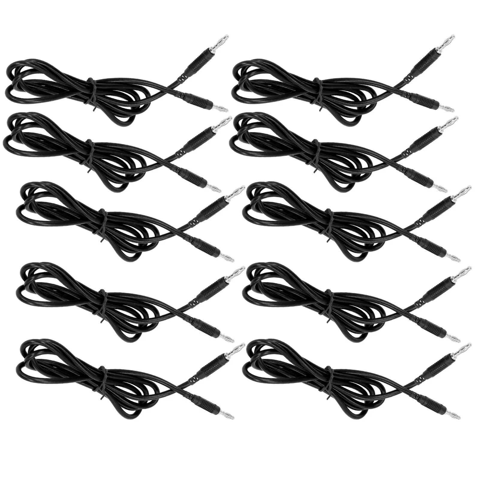 10 Sets Banana Test Lead 4mm Male to Male Brass PA 32A 1000V Set Kit for Electricity Testing Black