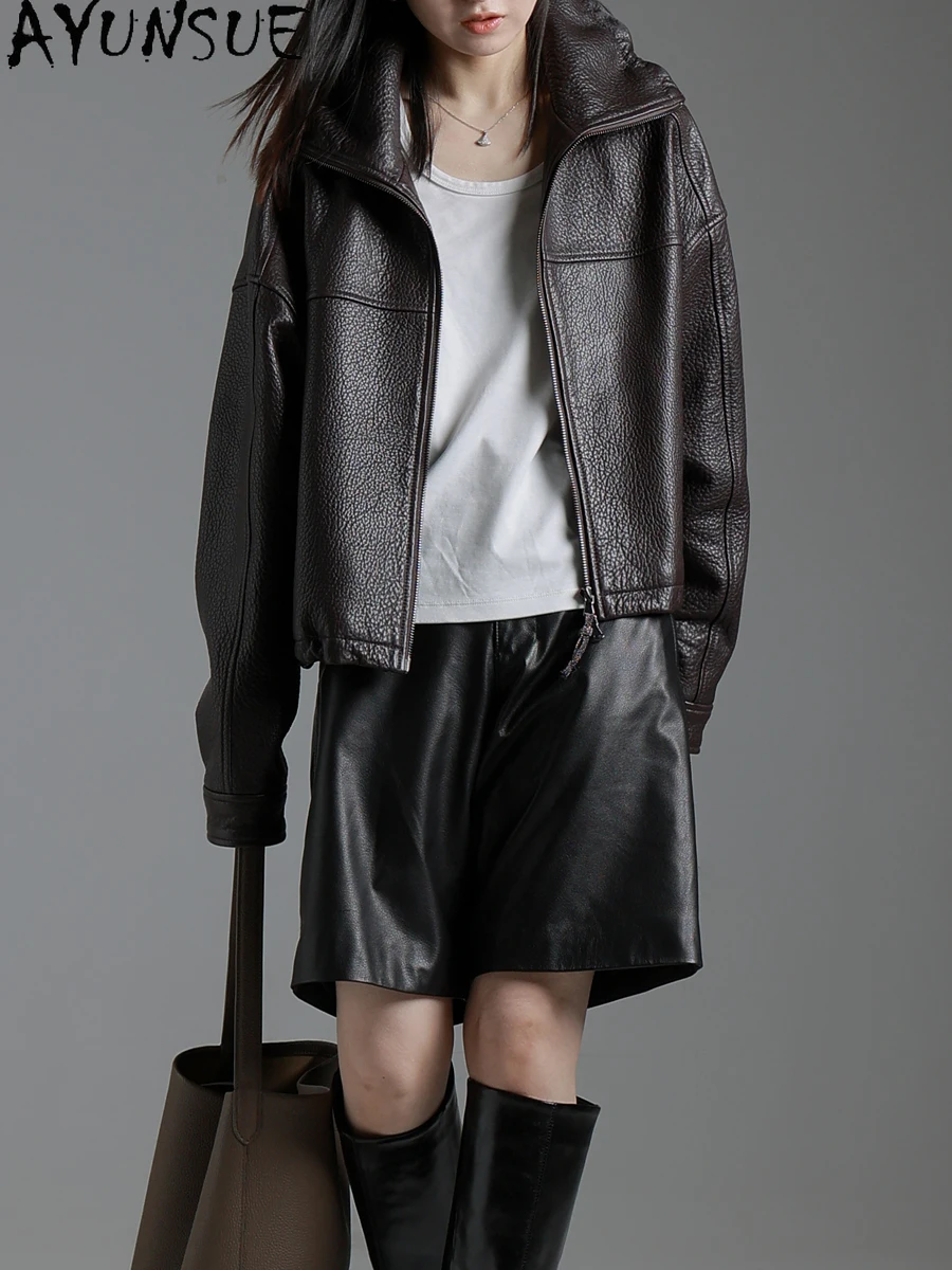 AYUNSUE Echtlederjacke Damen 2025, Schaffell-Ledermantel, Frühling und Herbst, Damenkleidung, neu in Oberbekleidung, Jaqueta De Couro