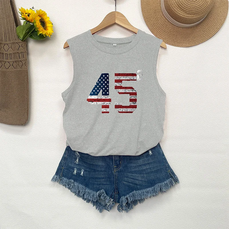 

Solid Color Fashion 45 Printed Vest, Summer Fashion Casual Loose Small Vest Tank Top Women Clothing
