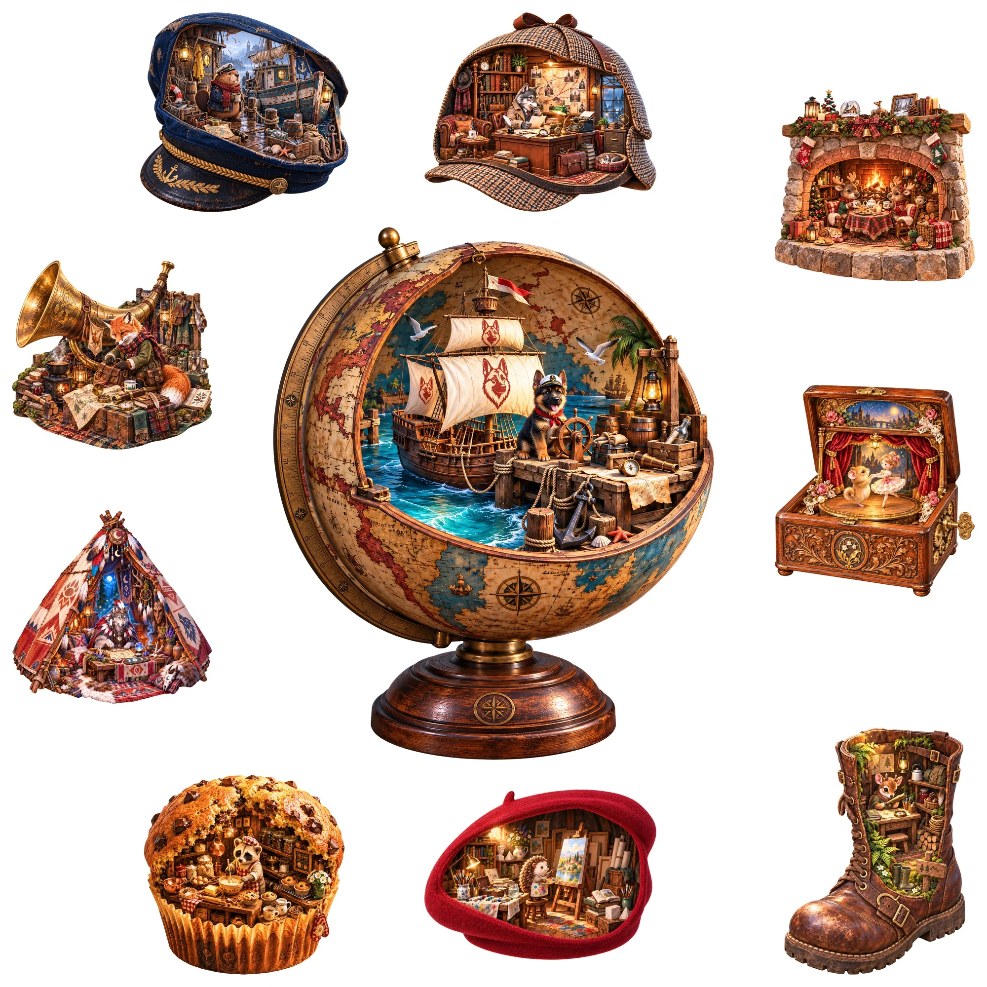 Sailing Globe Flat Wooden Puzzle Gift Toy Animal Jigsaw Puzzle Tabletop Puzzle Game Gift for Any Occasion Gift for Teens Kids