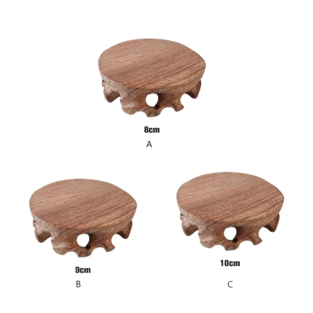 Wooden Base Round Vintage Figurines Stand Clear Texture Sturdy Pedestal Craft Home Decoration Gift Souvenirs HA077675