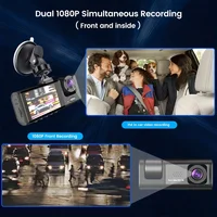 Caméra de tableau de bord double caméra 1080P pour voitures, avant et intérieure, caméra de voiture avec Vision nocturne IR, enregistrement en boucle, DVR de voiture grand angle 4