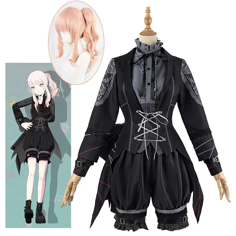 

Game Project Sekai Colorful Stage Cosplay with wig cosplay Akiyama Mizuki Costume Clothes Wig Uniform Stage Costume Set Lolita