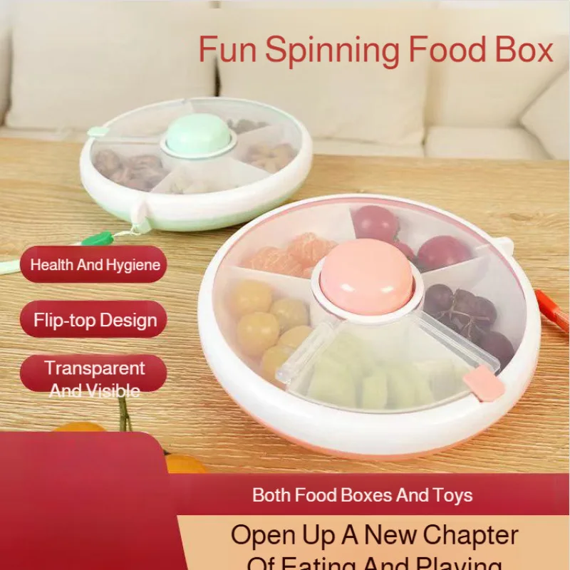 

18 см контейнер для закусок, 5 отделений, коробка для закусок, многоразовый вращающийся поднос для хранения еды для пикника, самолета, поездок на автомобиле