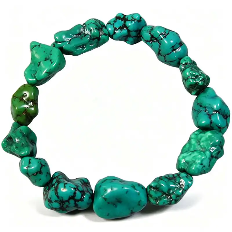 Tibet Natural Enhanced Turquoise Nugget Beads Bracelet Stretch for Amulet BB-238