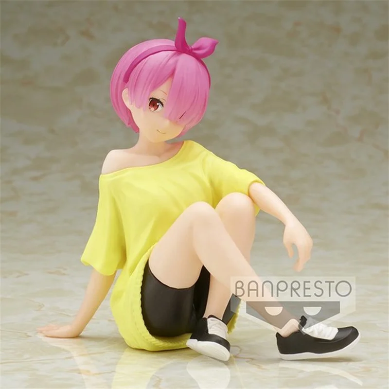 Original Banpresto Japaense Anime Re:0 Figure Prize REM RAM Relax Time Training Style Ver. Action Figure Colletible Toys