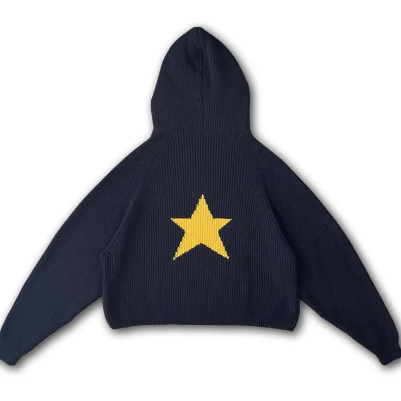 2024 Amazon AliExpress Trendy Autumn/Winter Pentagram Pit Bar Men's and Women's Knitted Long Sleeve Hoodie Women's