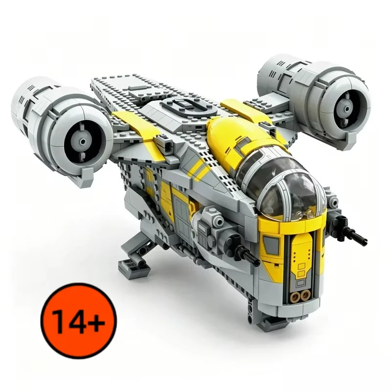 Hot Toys Razor Crest Starship Building Blocks 930Pcs DIY Assemble Spacecraft Model STEM Educational Collectible Toy Ideal Gift