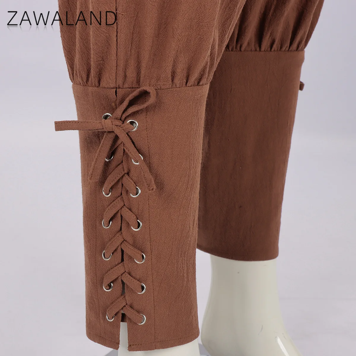 กางเกงขายาวแบบผูกเชือกสไตล์ยุคกลาง ชุดคอสเพลย์เรเนซองส์สำหรับผู้ใหญ่ สีพื้นเรียบง่าย กางเกงลำลองขายาว กางเกงแสดงละครโจรสลัด