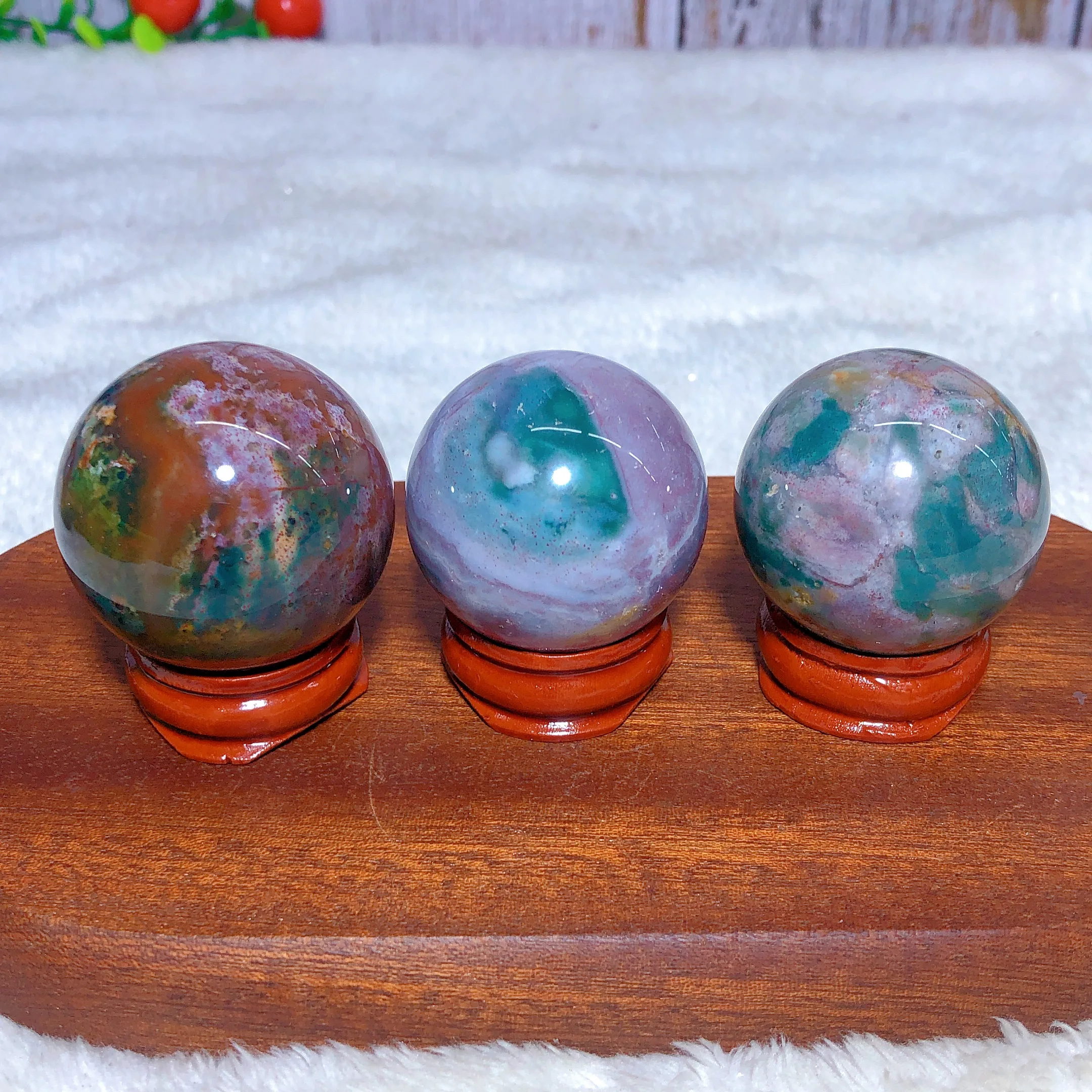 

Natural Crystals Ocean Jasper Sphere Rainbow Stone Reiki Home Decorations Colorful Mineral Energy Gift