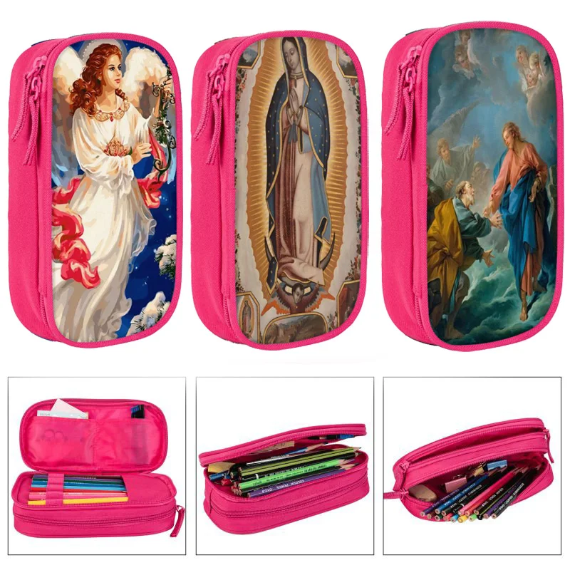 

Our Lady of Guadalupe Virgin Mary Catholic Mexico Large Capacity Pencil Case Stationery School Supplies Pouch Kids Pen Case Box