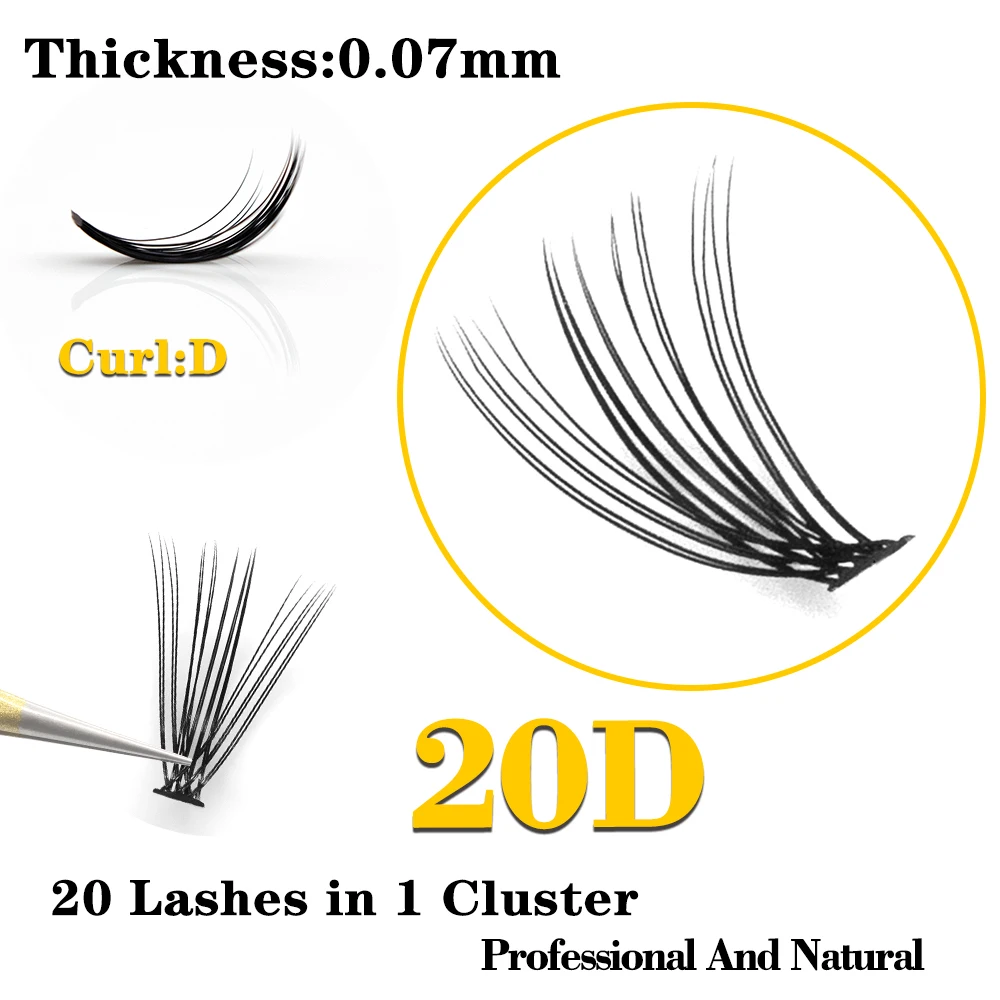 Kimcci 60 bundles / Case Natural False Eyelashes Extension Makeup 20P 3D Russian Individual Eyelashes Extension Mink Eyelashes