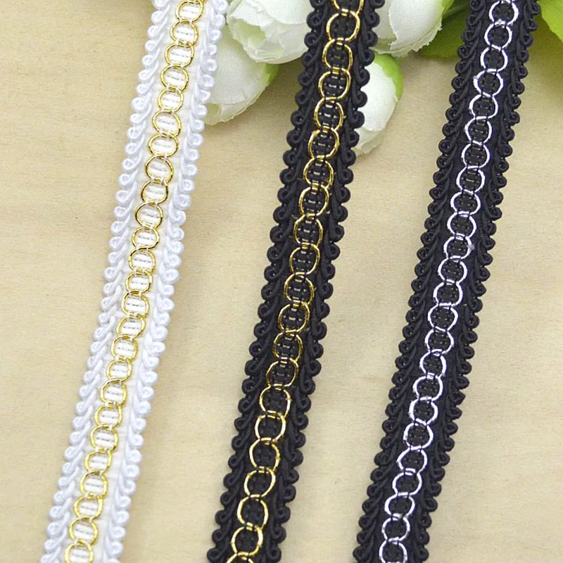 5m/16.4ft each Pack 1.7cm wide silver gold trim fabric sewing curtain curve braid accessory handmade DIY craft ribbon decoration