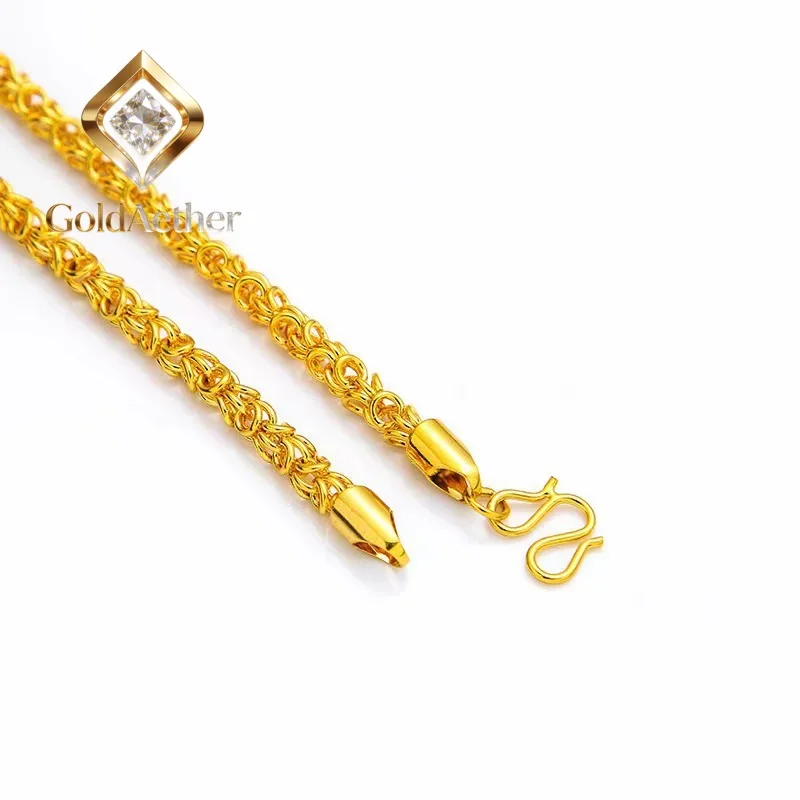 

GoldAether Luxury 24K 9999 Pure Gold real gold Men's Twist Aggressive Necklace