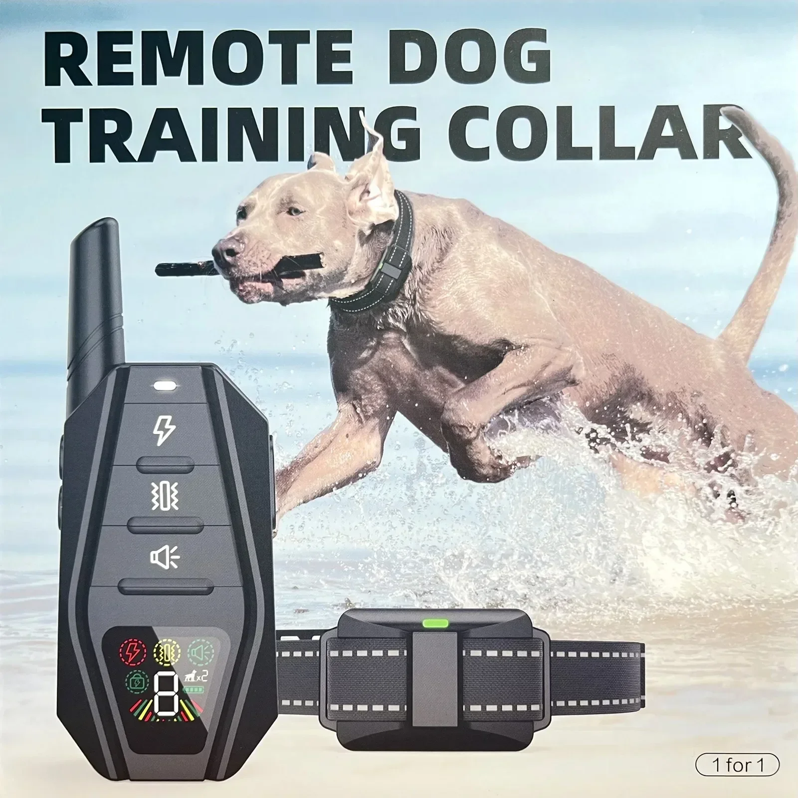 600M Pet Dog Training Collar, Electric Remote Shock Vibration Sound Bark Stop Collar, IP67 Waterproof Rechargeable For 1/2 Dogs