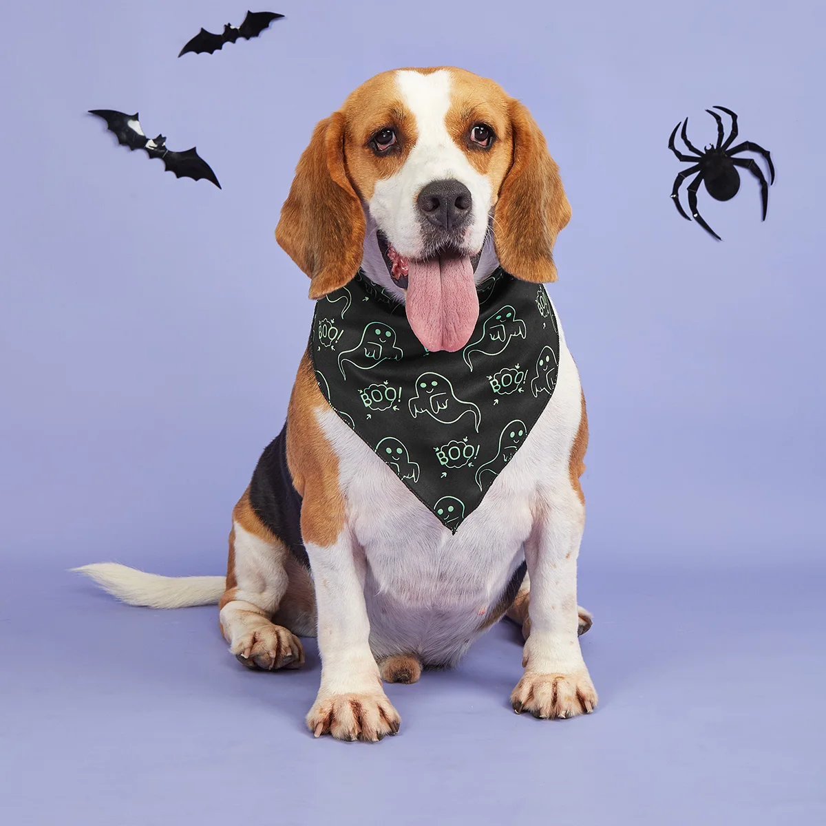 Soft Dog Bandana with Cute Ghost and BOO Lettters Printed,Triangle Scarf for Puppy Small Dog, Pet Kerchief for Small Medium Dogs