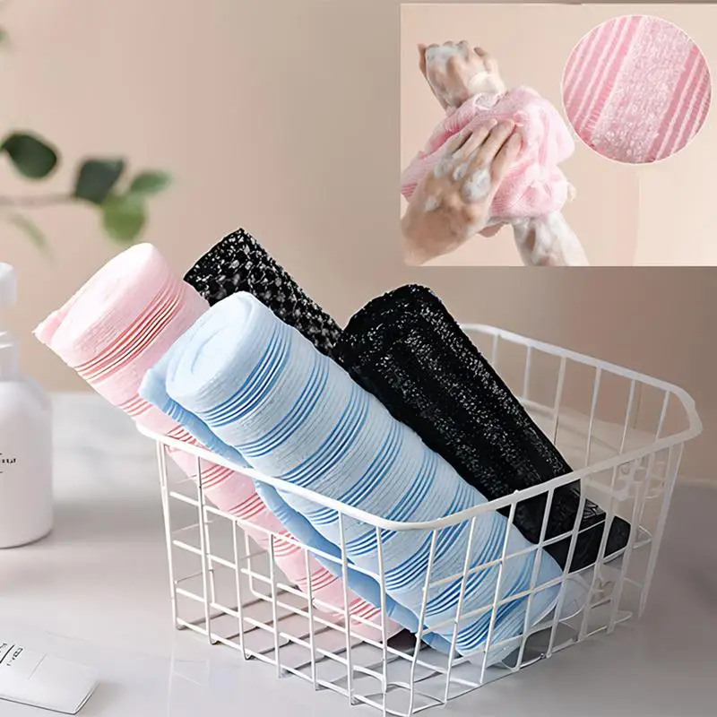 

Body Scrubber Exfoliator Bath Body Back Wash Cloth Towel Striped Design Cleaning Tool Shower Wash Mesh Bathroom Accessories