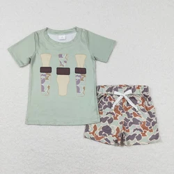Wholesale Children Short Sleeves Duck Fishing Tee T-shirt Toddler Infant Pocket Shorts Kids Outfit Baby Boy Summer Set