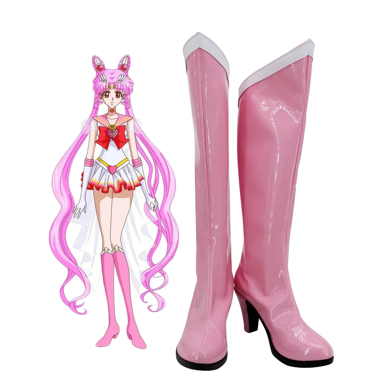 

Розовые сапоги выше колена Chibiusa Tsukino на заказ - костюм аниме, обувь любого размера, унисекс