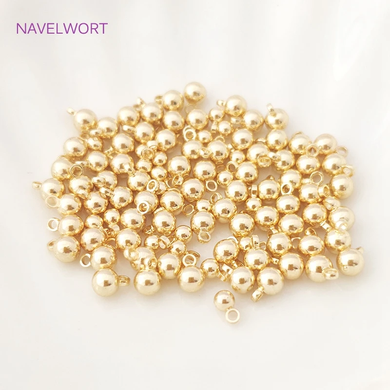 

3/4/5/6mm Solid Ball Beads Pendants Accessories,18k Gold Plated Charms Beads For Necklace Bracelet Earrings Jewelry Making