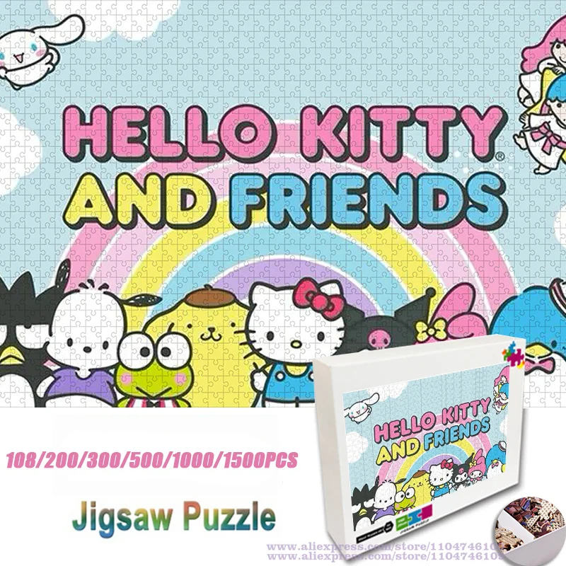 

Hello Kitty and Friends Puzzle Jigsaw Cartoon Anime Characters 108/200/300/500/1000/1500Pcs Intelligence Puzzles for Kids