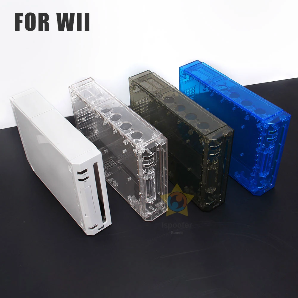 TRN Nero Per Wii Custodia Completa Custodia Shell Con Pulsanti per Nintend Wii Custodia Trasparente Custodia Shell per Wii Console di Gioco