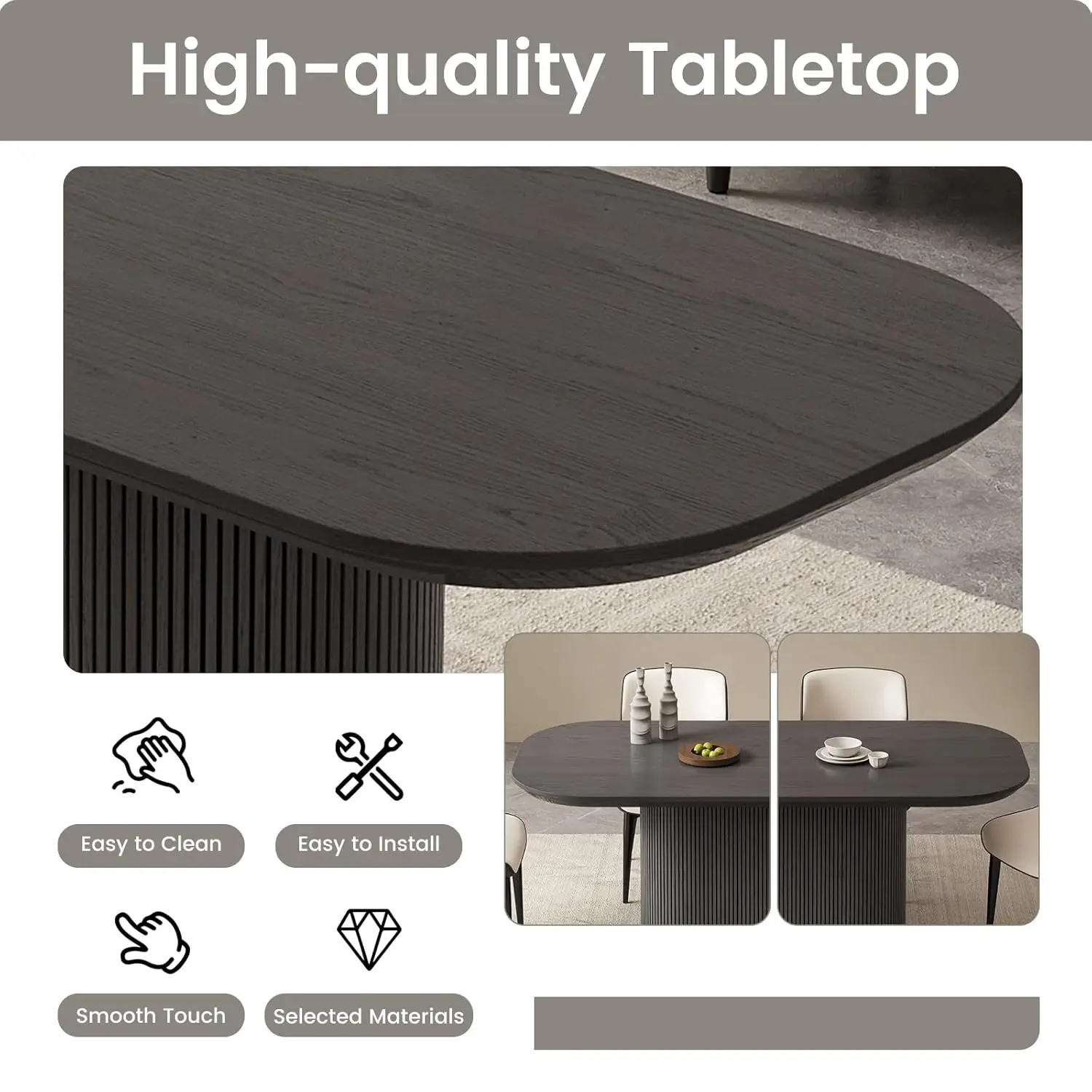 62.99" Oval Dining Table, Modern Kitchen Table For 6 People, Indoor Rectangular Dining Room Table For Kitchen, Bar,, Customized