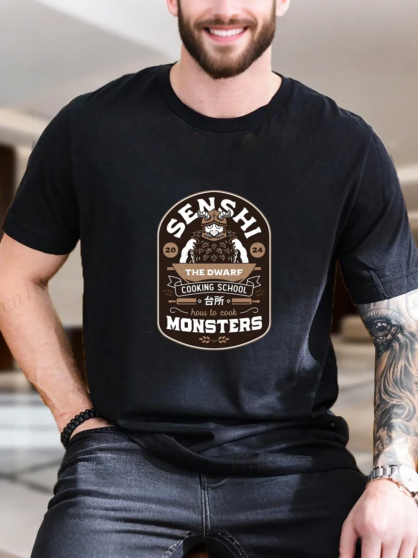 

New Arrival Fashion Men's Graphic Print T-Shirt Monster Sign Close-Up Design 100% Cotton Soft Breathable Casual Summer Tee Trendy