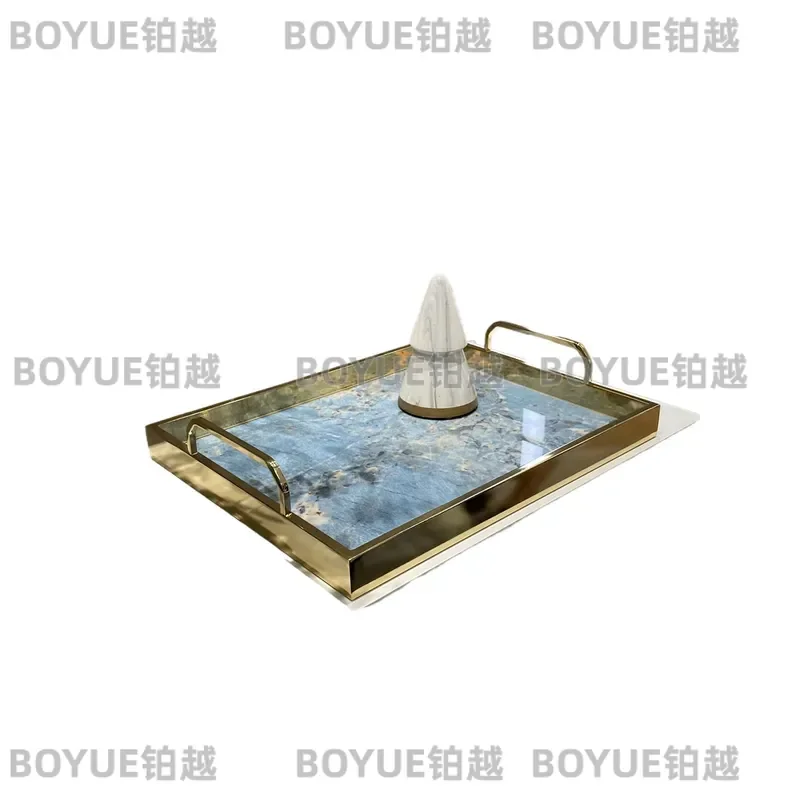 Luxury Rectangular Serving Tray for Living Room Fruit Tea Cup Pastry Plate Modern Home Decor Storage Organizer Elegant Design