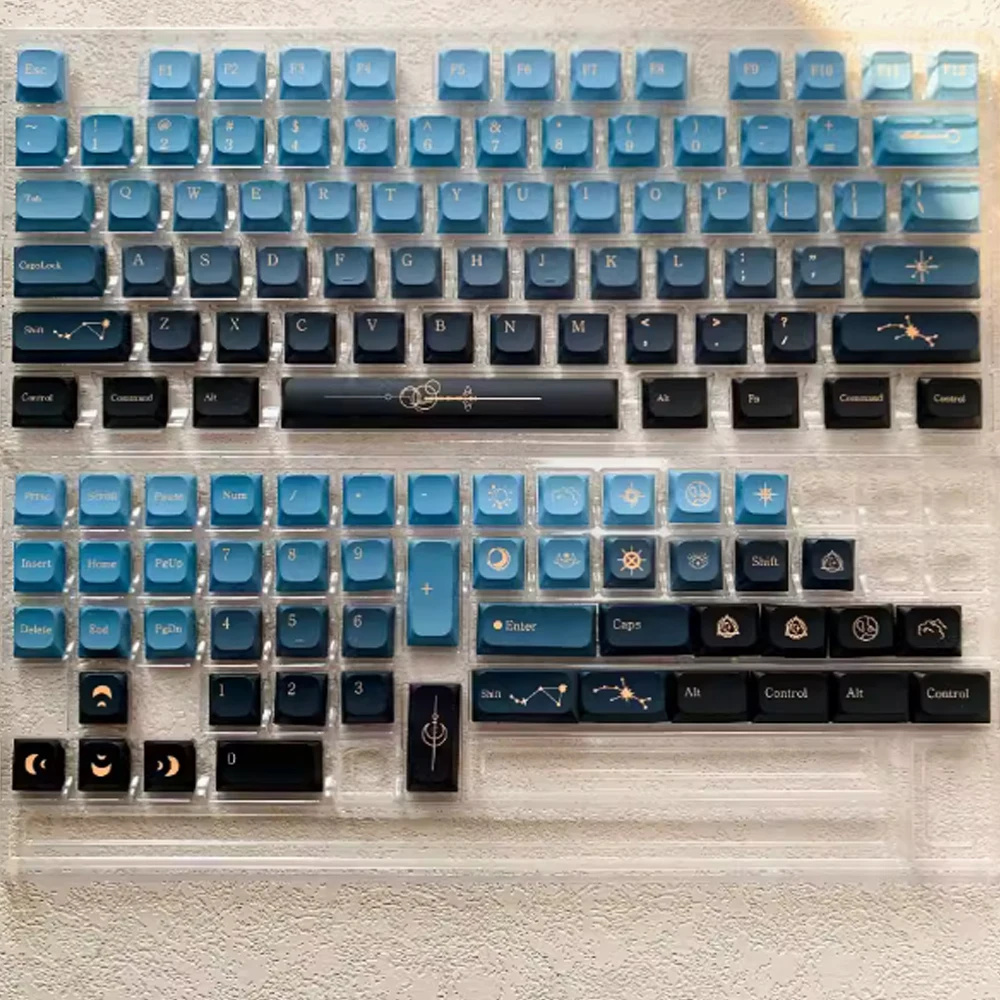 Teclado JWA Ultra-Slim MX PBT, Low Profile Keycap, Montanhas Gradiente de Estrelas, 61, 64, 75, 87, 96