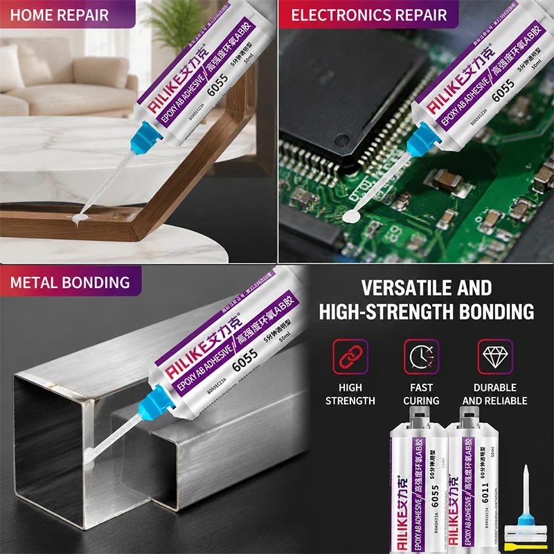 AB Glue Transparent Epoxy Resin Strong Quick-Dry Waterproof Adhesive for Glass Metal Marble Ceramic Crystal Jewelry DIY Craft