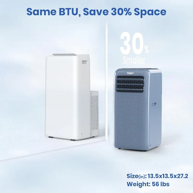 TOSOT 11,500BTU (8,000 BTU SACC) Controle WiFi de ar condicionado portátil, 3 em 1 AC, desumidificador, ventilador para salas de até 400 pés quadrados