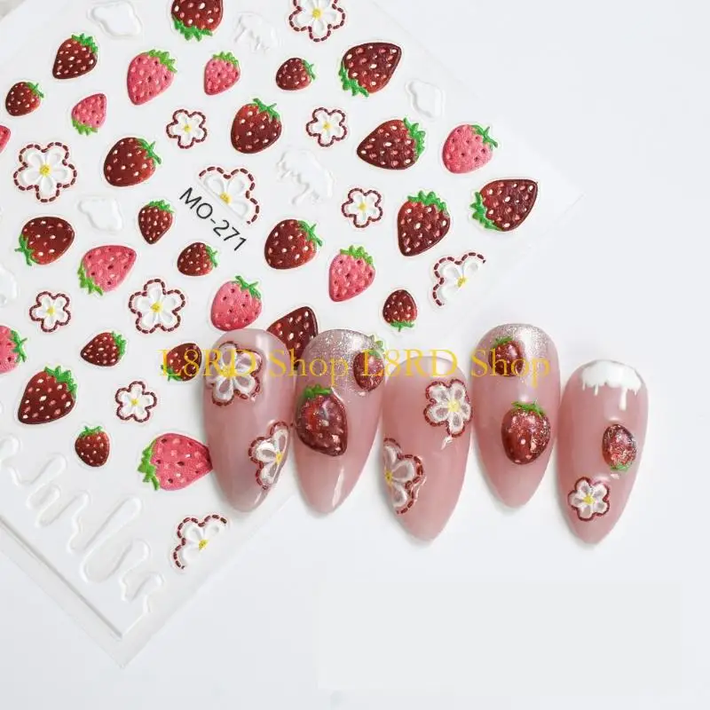 L8RD Pack Of 5 Summer Fruit Stickers Breathable PVC Art Decals For Women Long Lasting Easy Apply Designs