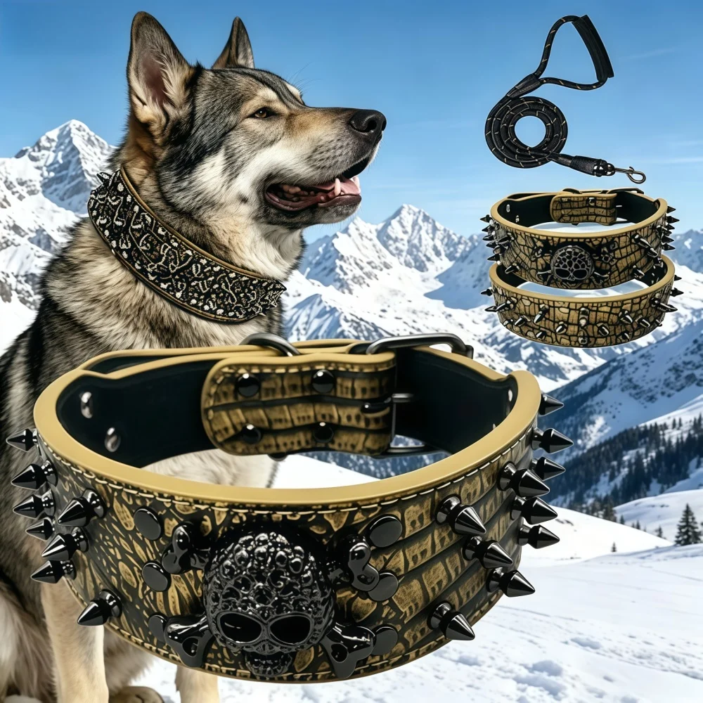 Collar especial para perros agresivos, conjunto de cuerda de tracción, anti-mordeduras y resistente al desgaste, adecuado para perros medianos y grandes.