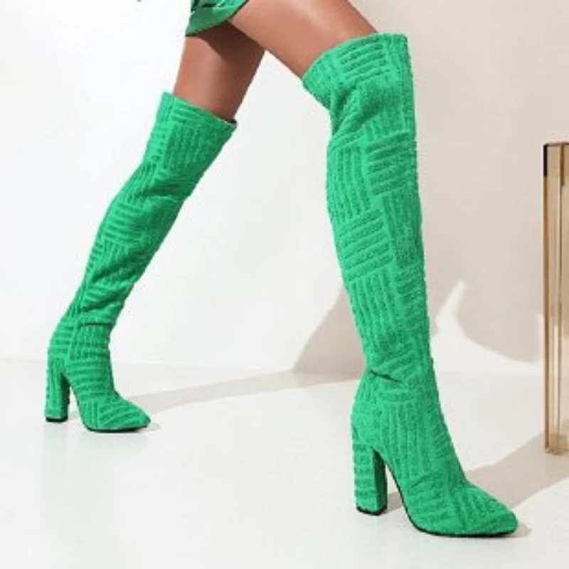 

Over the knee boots for women, thick heels, 2025 suede high heels, thigh boots, long tube boots