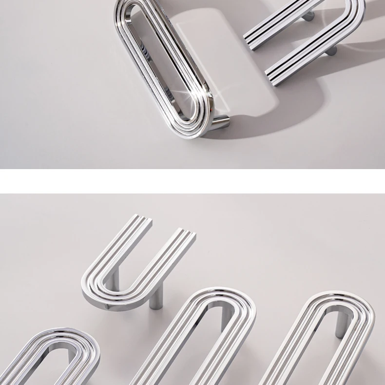 Chrome finished solid brass cabinet handle — supplier illustration 3