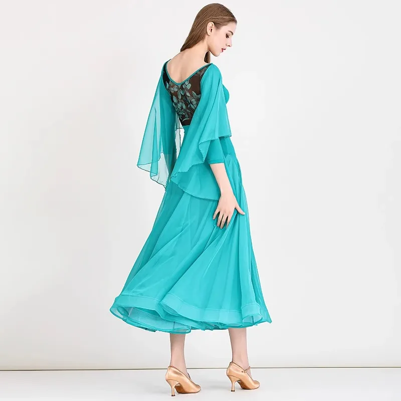

Lce Silk Dress Flowing Chiffon Yarn Modern Dance Dress MY889 National Standard Dance Practice Suit