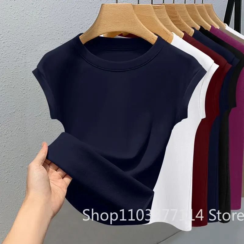Neues ärmelloses Damen-T-Shirt, trendige Mode, lässig, schmal geschnitten, Sommer, Rundhalsausschnitt, gerippt, einfarbig, kühles, dünnes Basic-Top – Detail 6