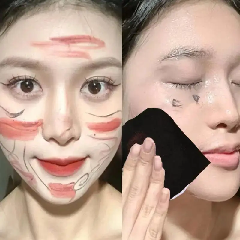 【M】200Pcs Bamboo Charcoal Wet Compress Cotton Pads Disposable Black Makeup Remover Pads Facial Skin Wipe Cleaning Cotton Pads