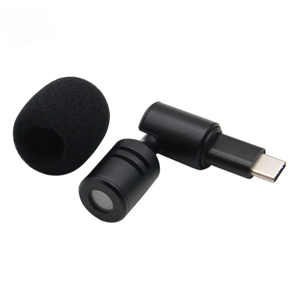 Type-C Plug Mini Microphone for Smartphone Mobile Phone Studio Mic 90° Angle Adjustable USB C Wireless Mircophone for laptop pc