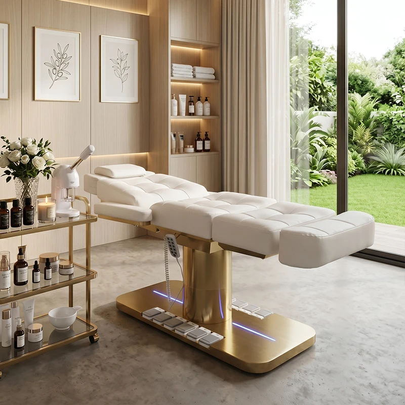 Elektrisch verstellbare Kosmetikliege mit mehreren Motoren für Salon und Spa, höhenverstellbare Schönheitspflege-Ausrüstung für Geschäftswachstum – Detail 9