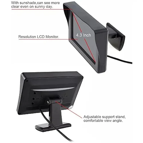 Imagen 2 del producto Pantalla de coche de 4,3 pulgadas Fácil de instalar Imagen de marcha atrás de alta definición Monitor de coche universal
