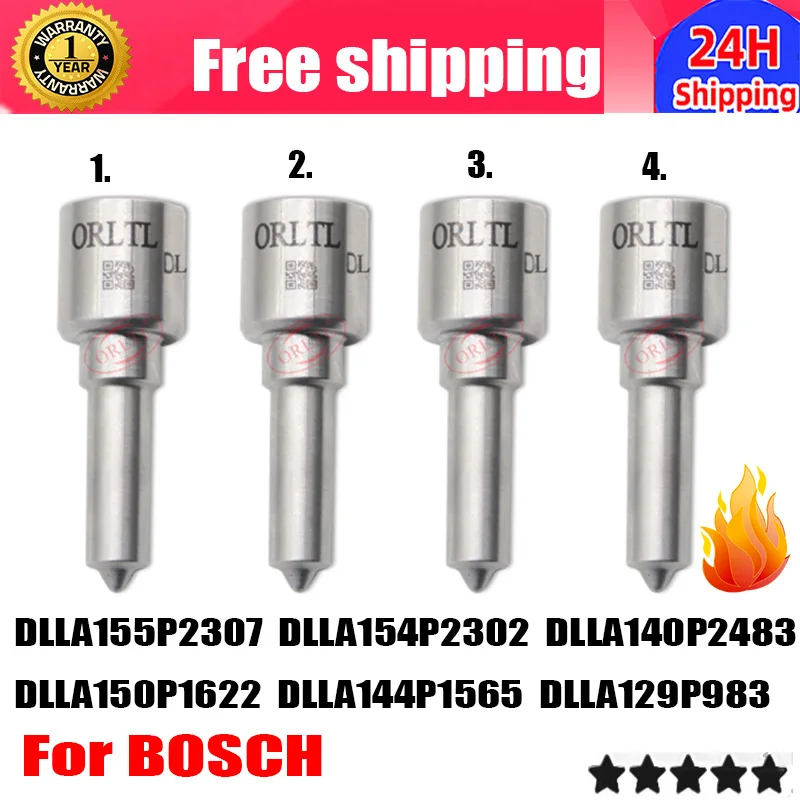 4PCS DLLA155P2307 DLLA154P2302 DLLA140P2483 DLLA150P1622 DLLA144P1565 DLLA129P983 For BOSCH Diesel Common Rail Injector Nozzle