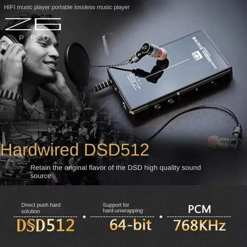 Moonlight Box Z6 DSD512 MP3 reproductor de música HiFi decodificación de Hardware portátil Audio Master Aficionado sin pérdidas con pantalla de 2,4 pulgadas